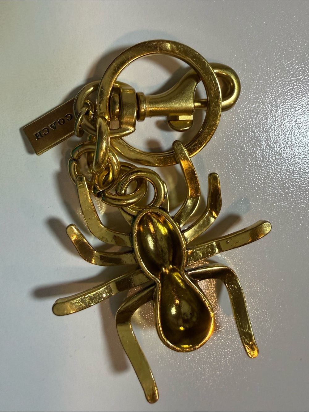 Coach Gold-Tone Spider Key & Card Holder Charm